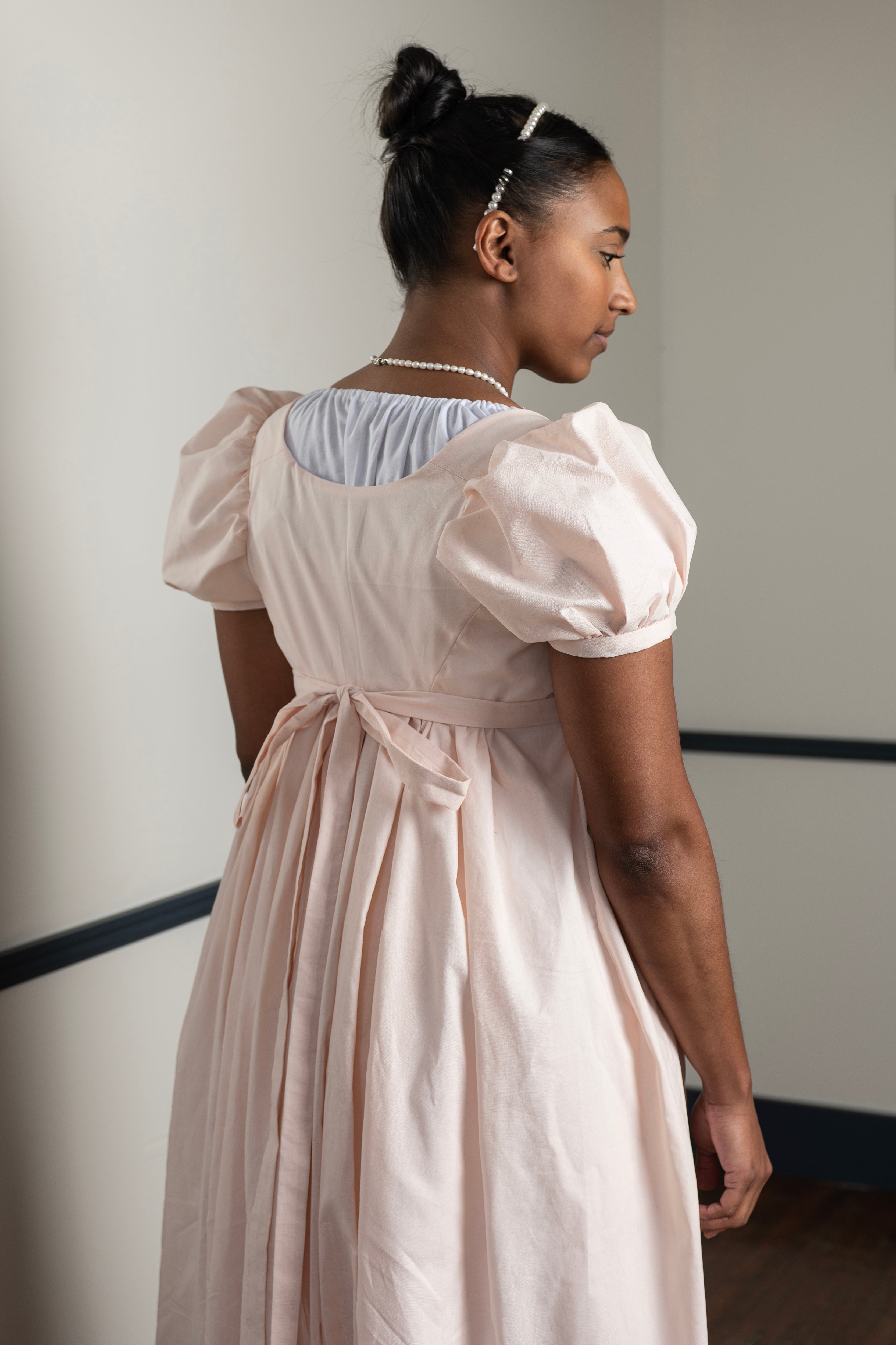 Light Pink Short Sleeve | Regency Gown - Samson Historical Light Pink Short Sleeve | Regency Gown - Samson Historical