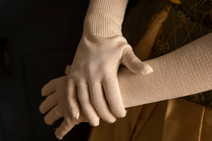 Colonial American inspired long silk gloves from Samson Historical