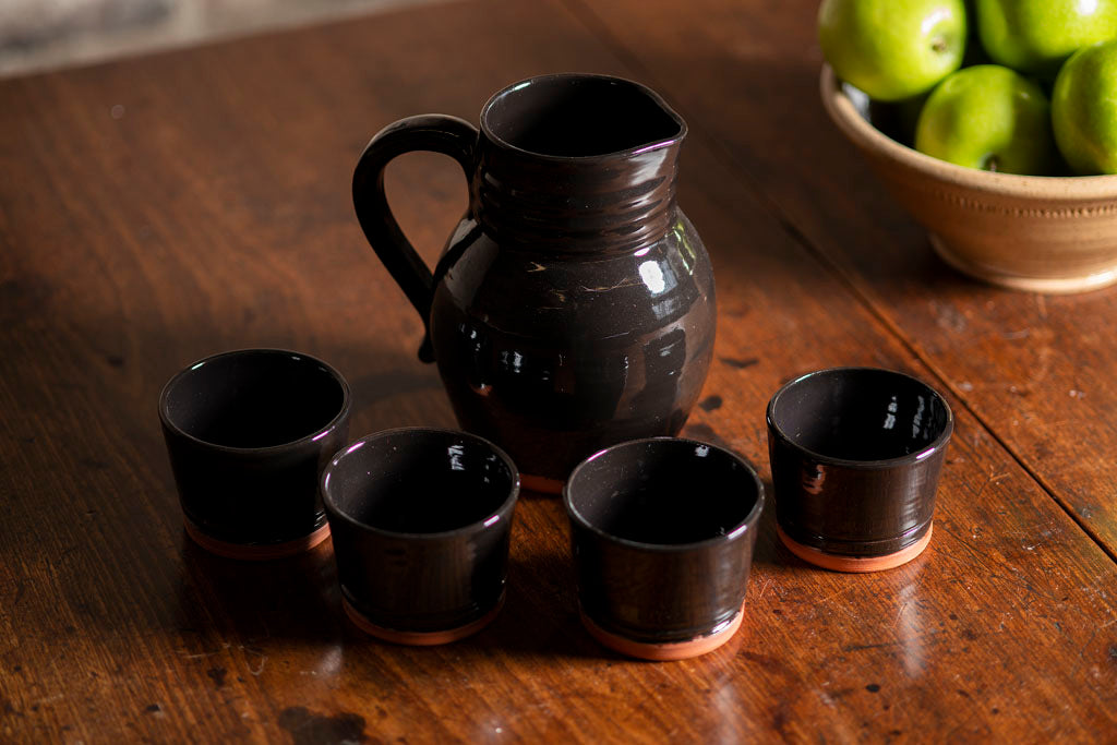 18th Century Pitcher and Gill Set in Black Glaze from Samson Historical