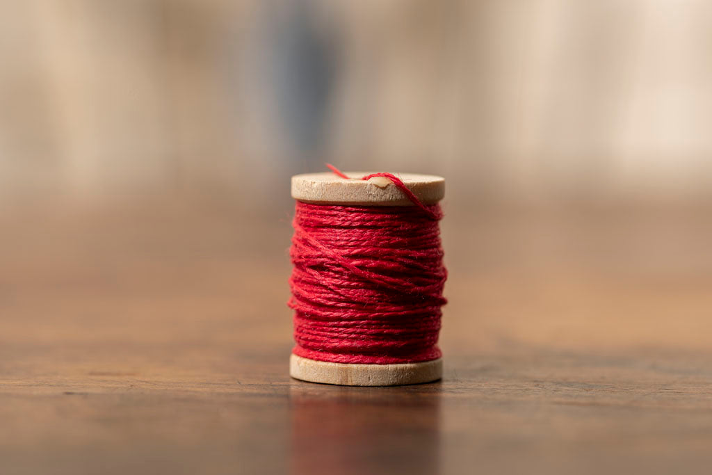 Red Unwaxed Linen Thread  from Samson Historical