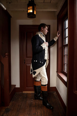 18th Century Riding Boots being worn by man in full Revolutionary War Uniform