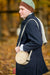 Colonial American Man holding Wood Canteen from Samson Historical