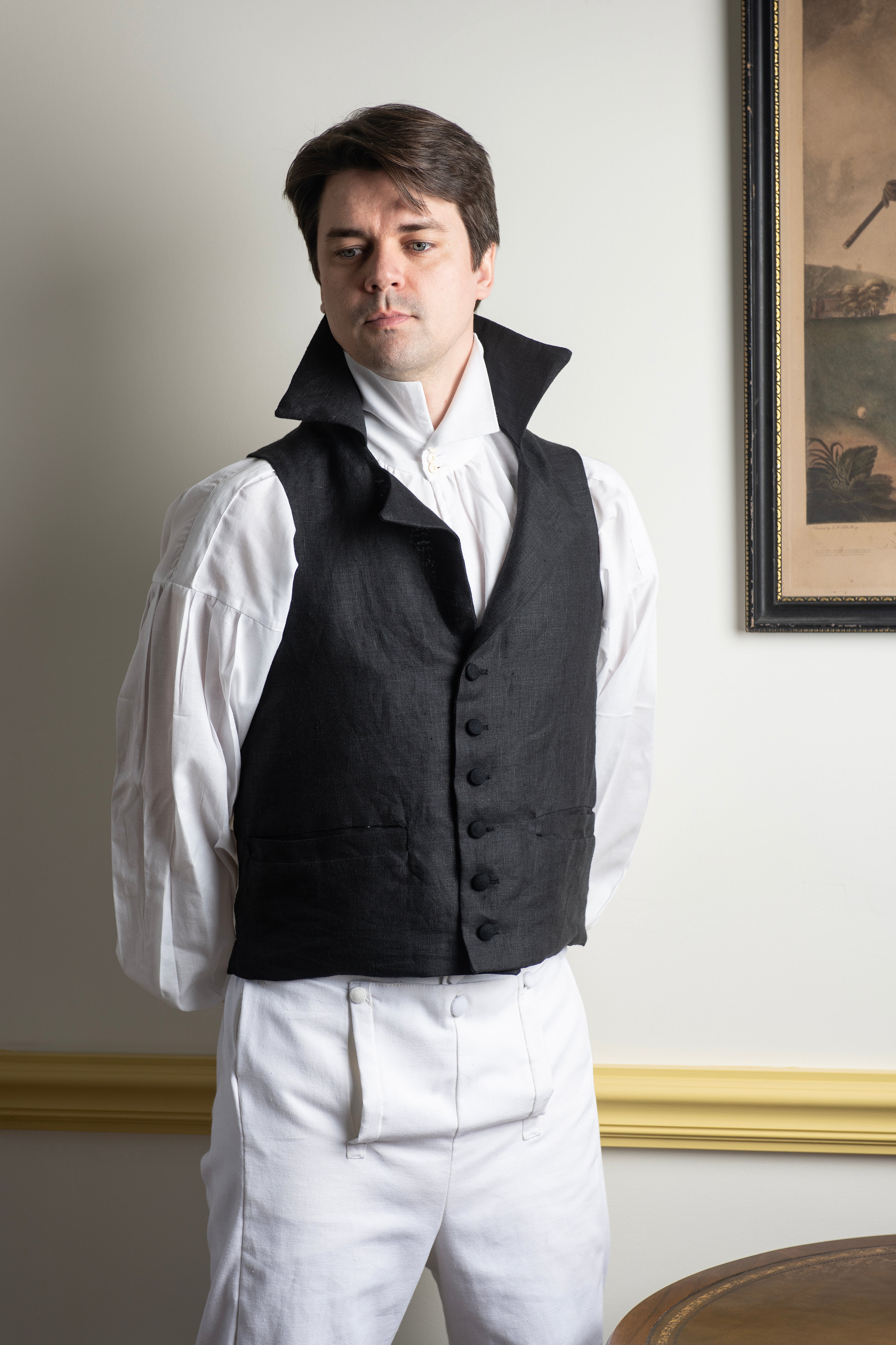 Regency Linen Waistcoat  Single Breasted - Samson Historical