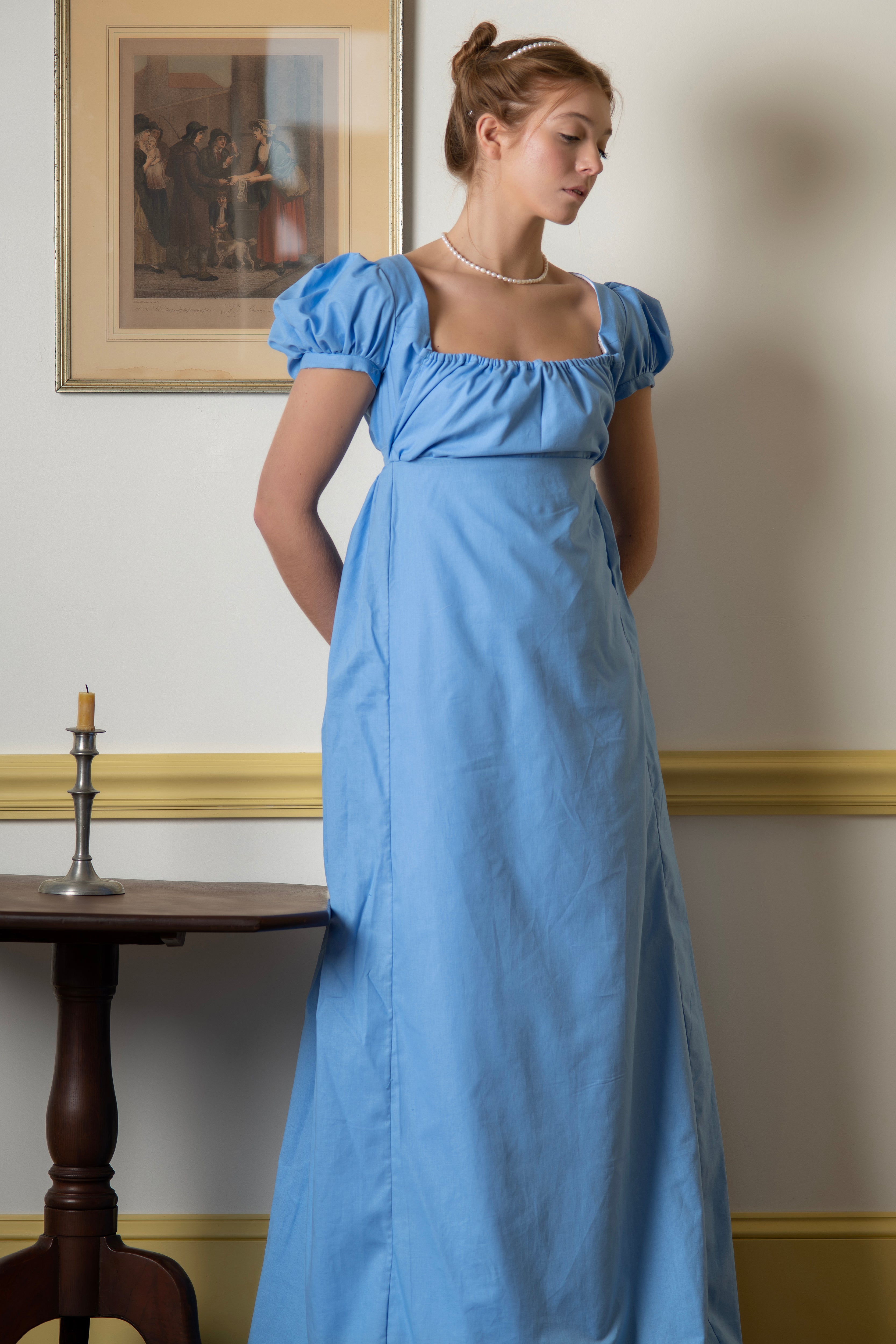 Light Blue Short Sleeve Regency Gown Samson Historical