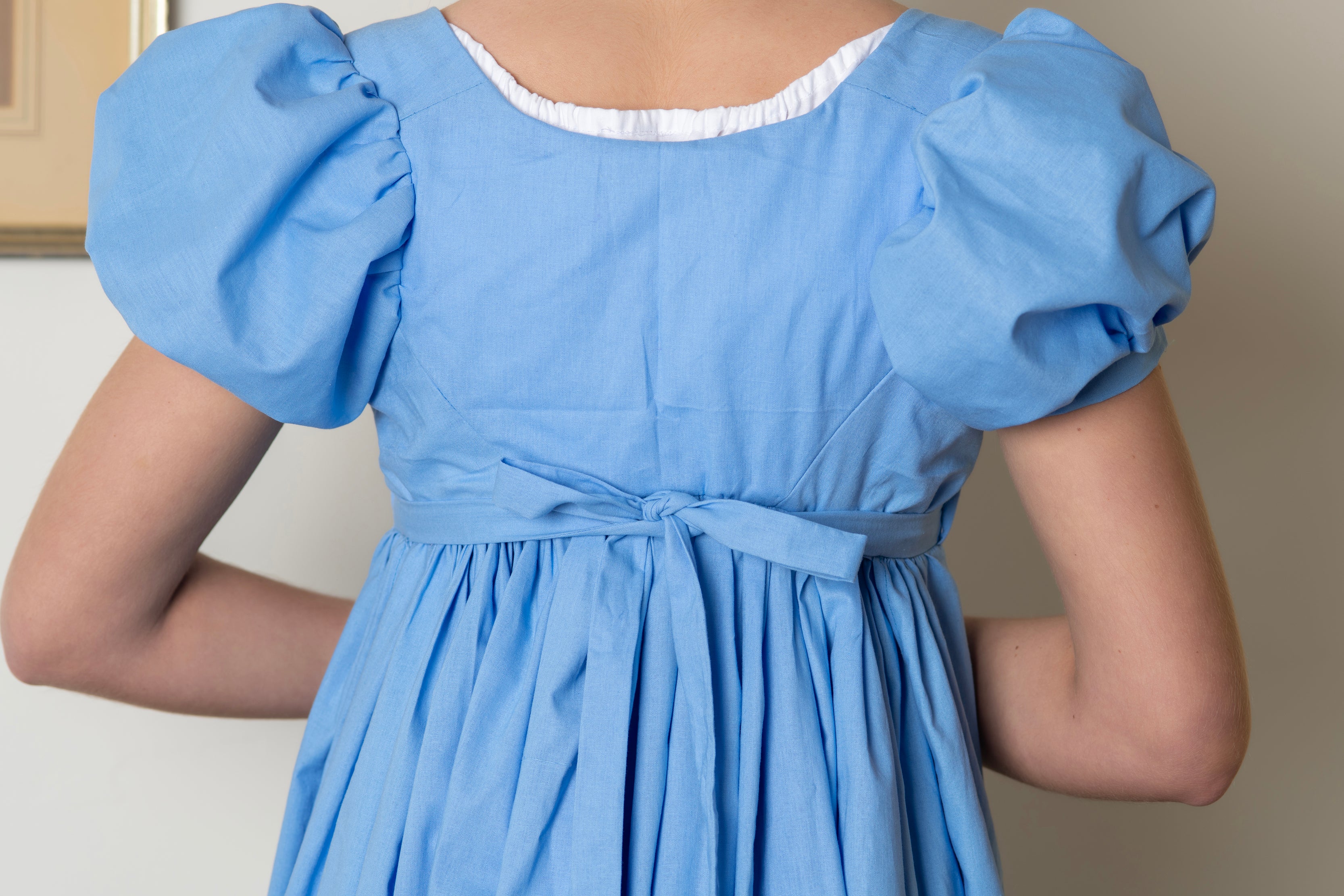 light blue dress costume Ambraee Navy Blue Kimono Sleeve Cotton Midi Dress for Women | Waist Tie  Casual Dress main image 0