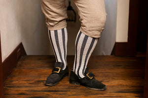 Black and White Striped Cotton Stockings from Samson Historical