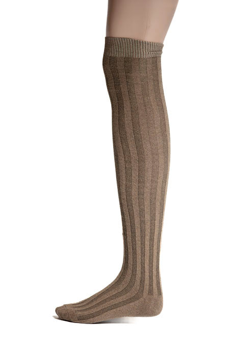 Striped Cotton Stockings in brown