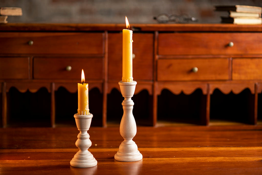 18th Century Natural Wooden Candle Sticks