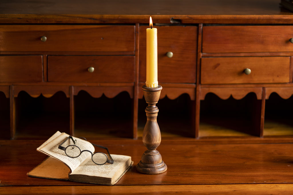 18th Century Stained Wooden Candlesticks