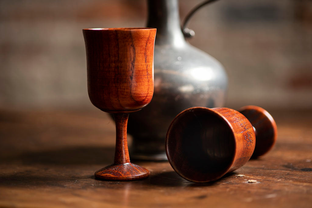 Reproduction 18th Century Wooden Wine Goblets from Samson Historical