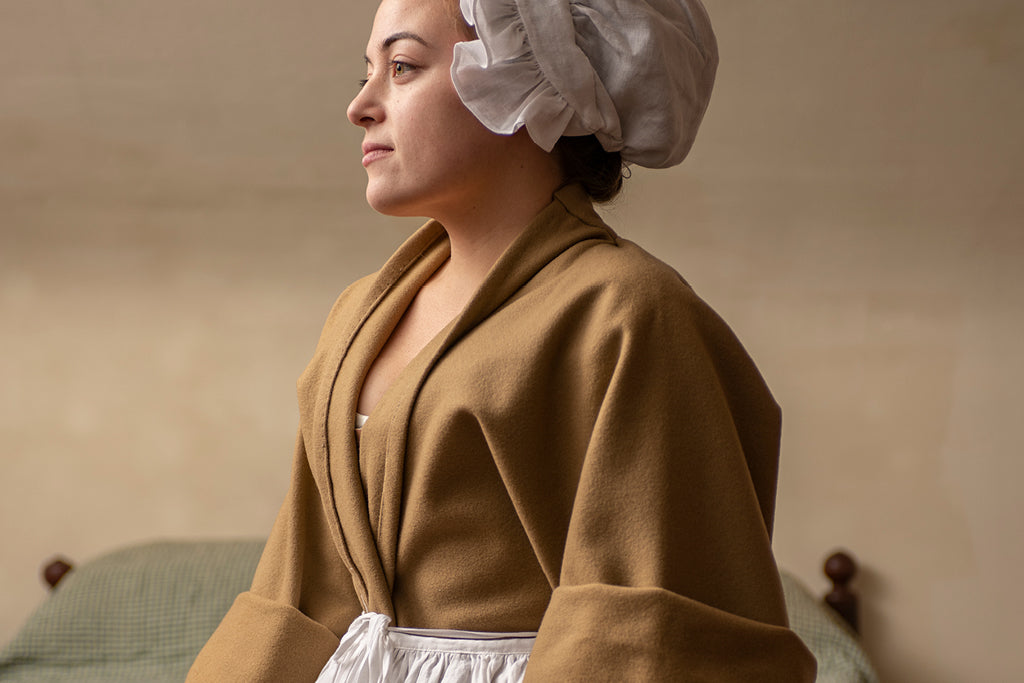 18th Century Bedgown in Camel Wool