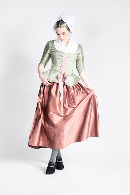 18th Century Women&#39;s Jacket from Samson Historical - Green Silk Perky