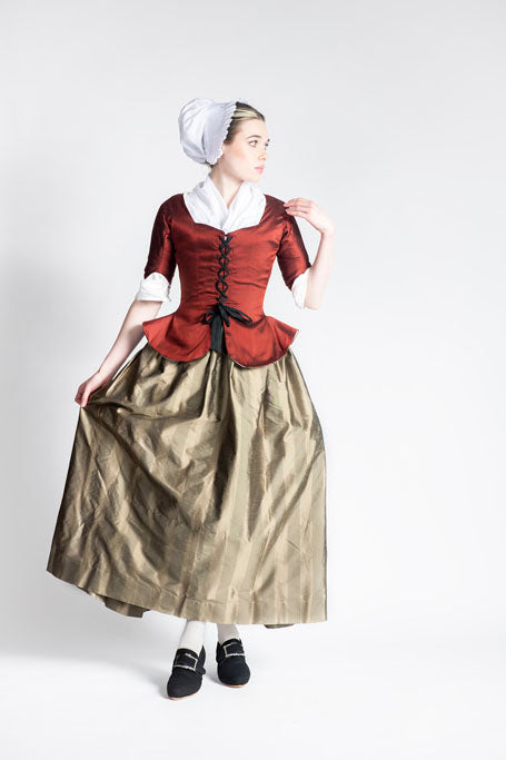 18th Century Women's Jacket from Samson Historical - Red Silk Fanfare