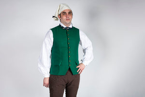 Green 1770's Waistcoat appropriate for Revolutionary War Era Reenacting.