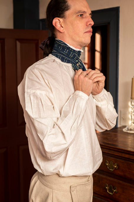 18th Century Men's Linen Cotton Shirt for Reenacting worn with Colonial American Clothing