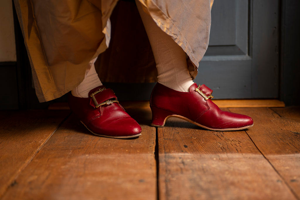 18th Century Buckle Shoes from Samson Historical - Red Leather Charlottes 