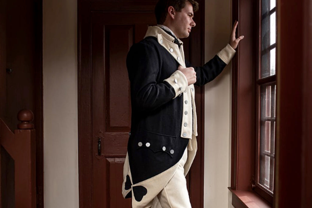 Revolutionary War Regimental Coat with Blue and White Facings