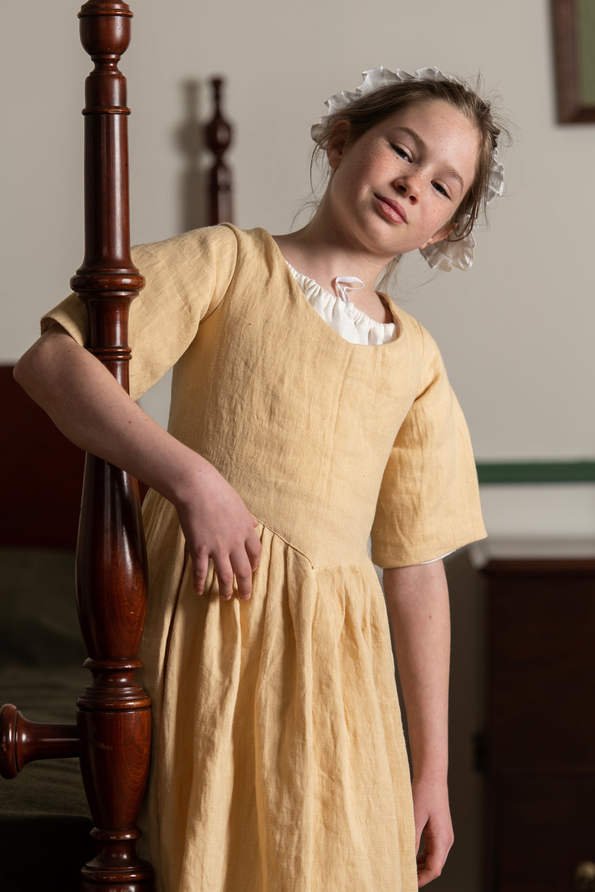Girls Gown | Yellow Linen Girls Gown | Yellow Linen