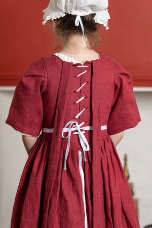 Girls Gown | Red Linen