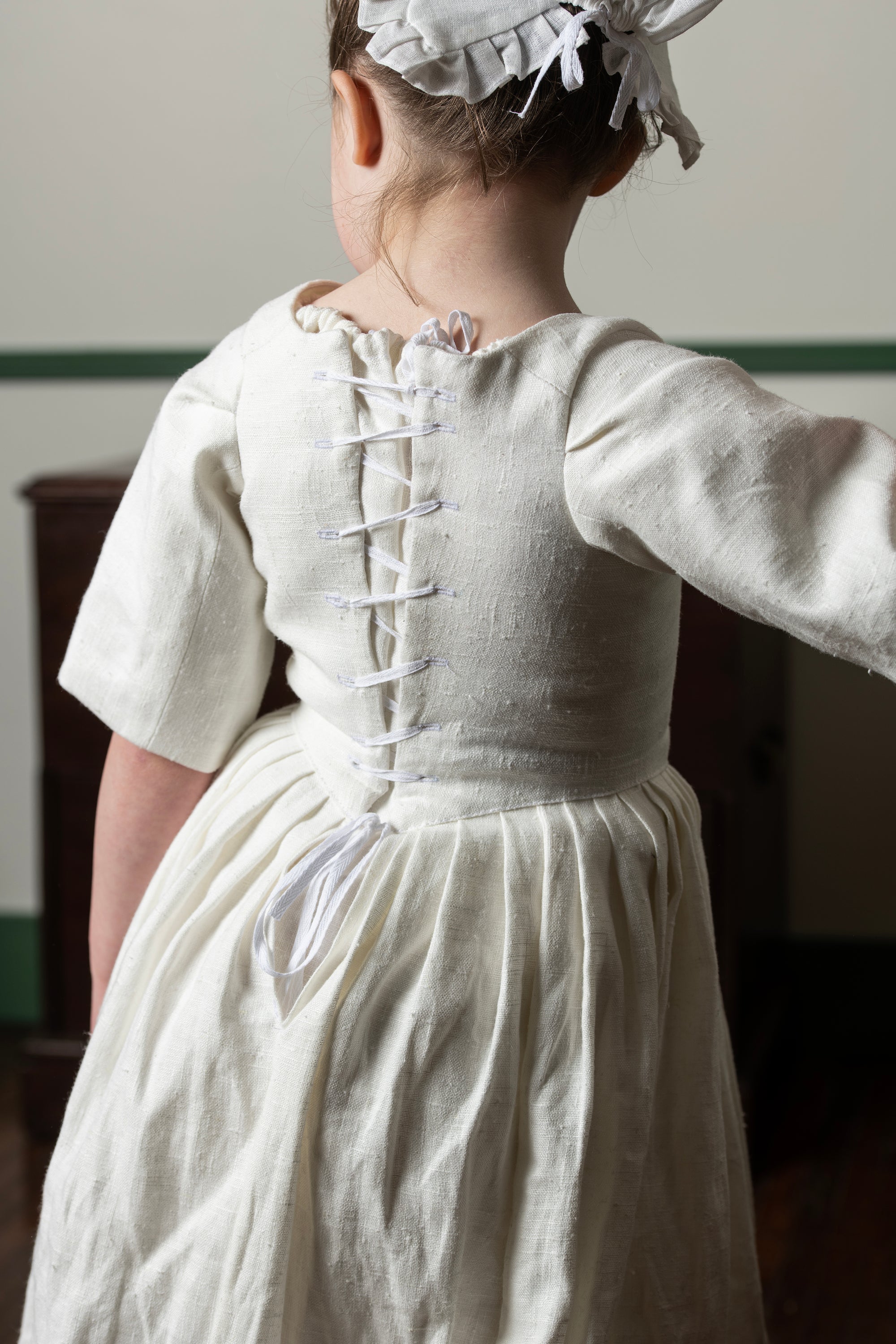 girls white linen dress WUF KIDS White Linen Dress with Bow