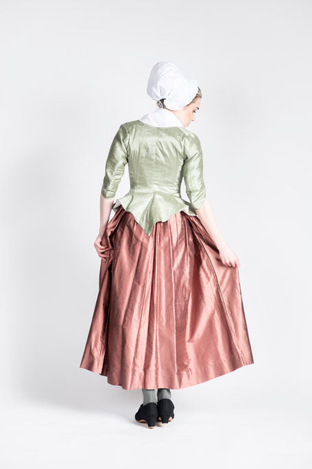18th Century Women&#39;s Jacket from Samson Historical - Green Silk Perky