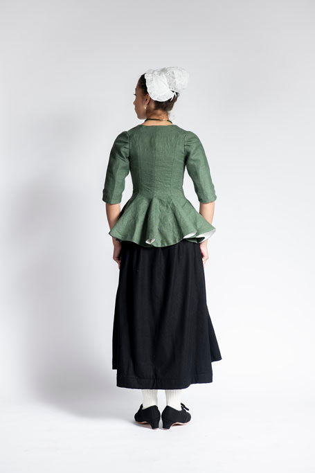 18th Century Women&#39;s Jacket from Samson Historical - Green Linen Provincial
